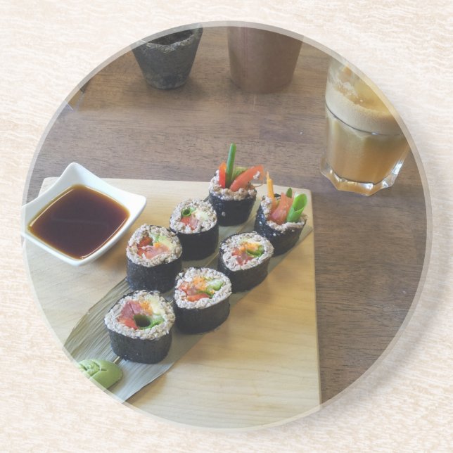 Porta-copos Comida Japonesa Sushi Restaurante Delicioso Almoço (Frente)