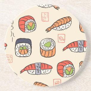 Porta-copos Comida sushi, design de padrão uniforme.