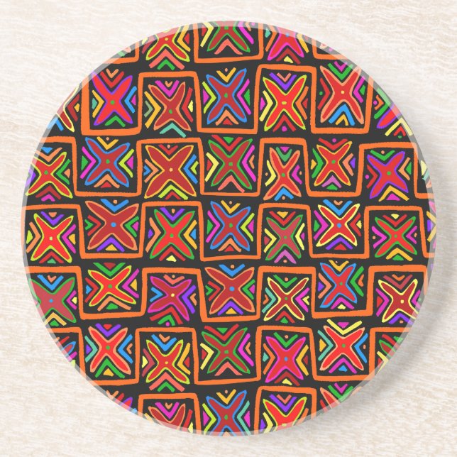 Porta-copos Controlos tribais de Kuna Indian Mola - Vermelho (Frente)