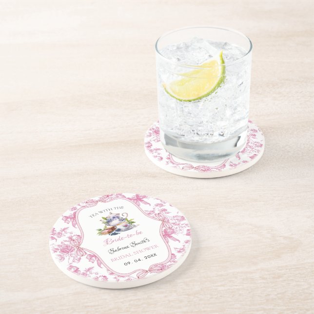 Porta-copos Convite de Chás de Noiva com Tema de Chá Party de  (Lateral)
