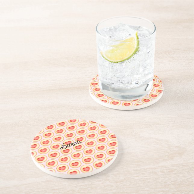 Porta-copos Cookies Clássicos do Coração de Morango (Lateral)