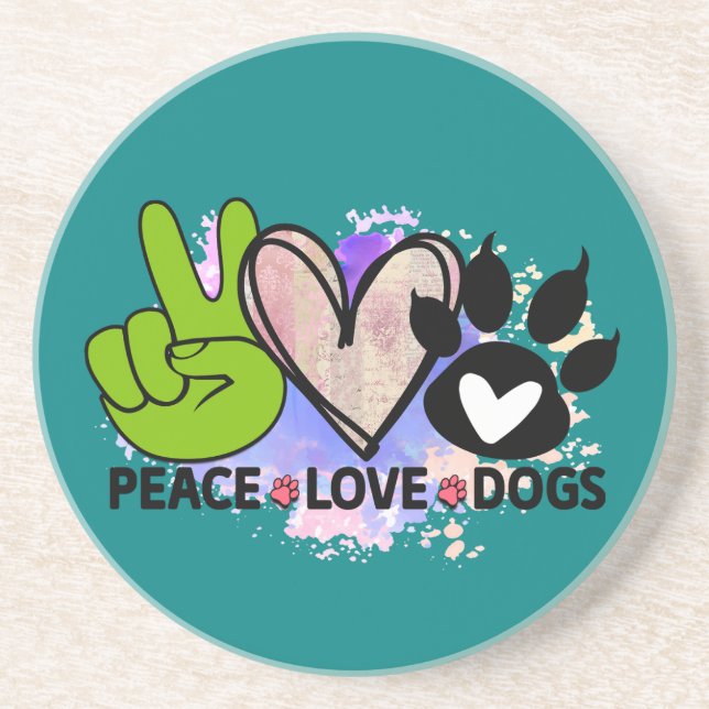 Porta-copos Copo de mesa Peace Love Dogs – Presente para amant (Frente)