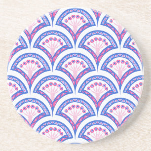 Porta-copos cor damasco floral azul