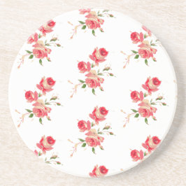 Porta-copos cor-de-rosa suave e rosa vermelha elegante floral