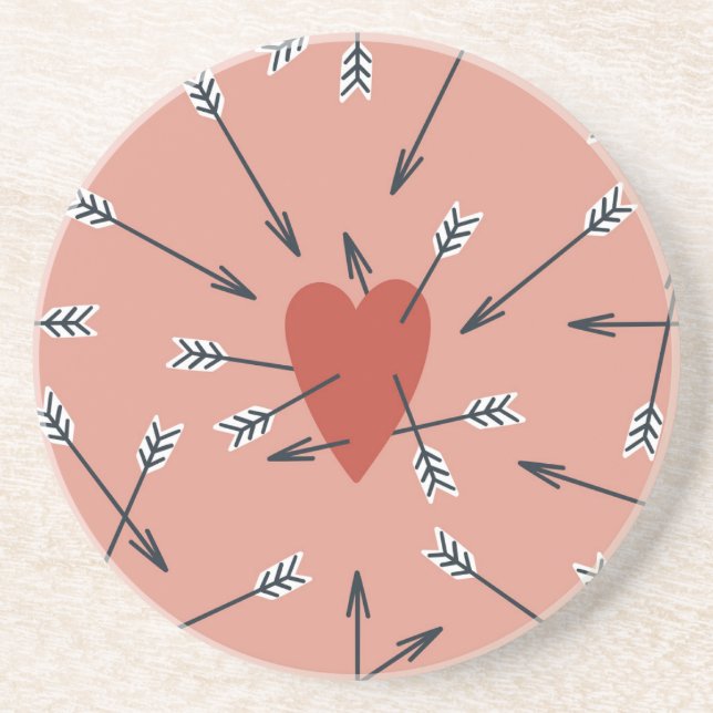 Porta-copos Corações flechas feitas à mão. (Frente)