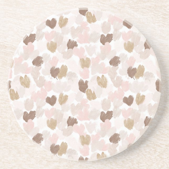 Porta-copos Corações Marrom Creme Rosa (Frente)