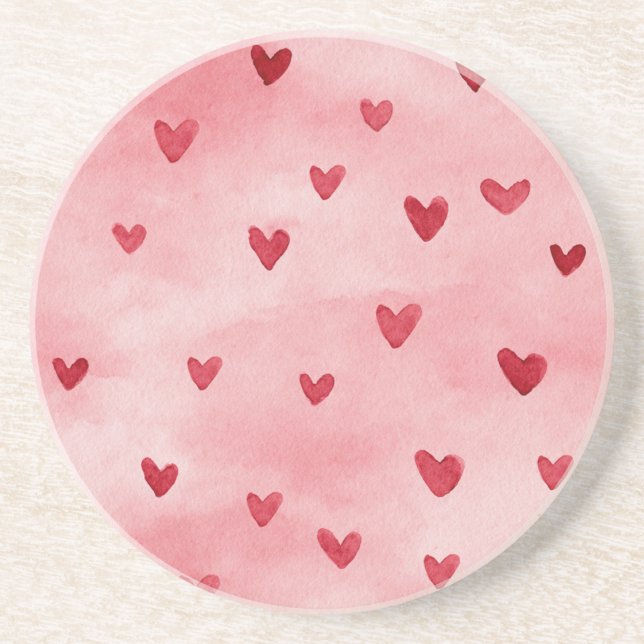 Porta-copos Corações Rosa Vermelho Amor   (Frente)