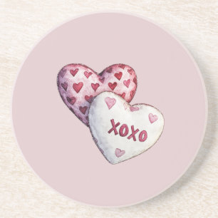 Porta-copos Corações Vermelhos Rosados XOXO