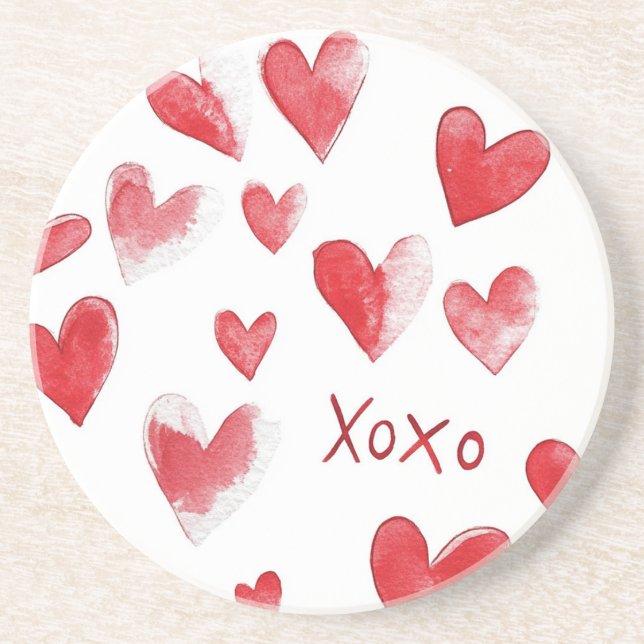 Porta-copos Corações Vermelhos XOXO (Frente)