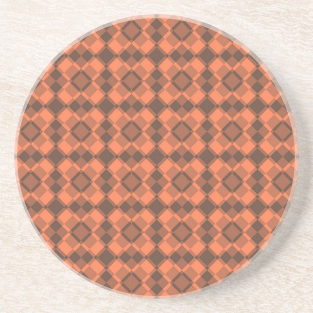 Porta-copos Coral Brown Checker Argyle Pattern (Frente)