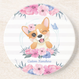 Porta-copos Corgi Cachorro Cachorro Flor Vermelhidão Borboleta