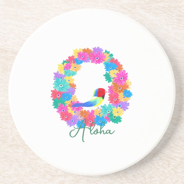 Porta-copos Coroa Floral Tropical Aloha (Frente)