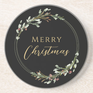 Porta-copos Coroa Minimalista de Natal Preto