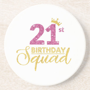 Porta-copos Coroa rosa-rosa-aniversário de 21 anos