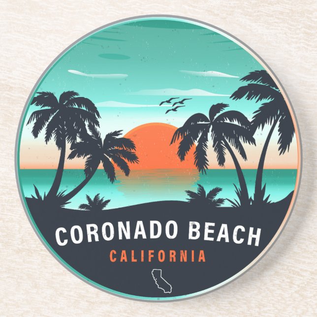 Porta-copos Coronado Beach California Retro Sunset Souvenirs (Frente)