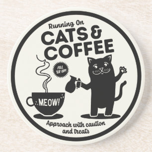 Porta-copos Correndo em Gatos e Café 