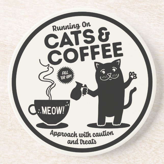 Porta-copos Correndo em Gatos e Café  (Frente)