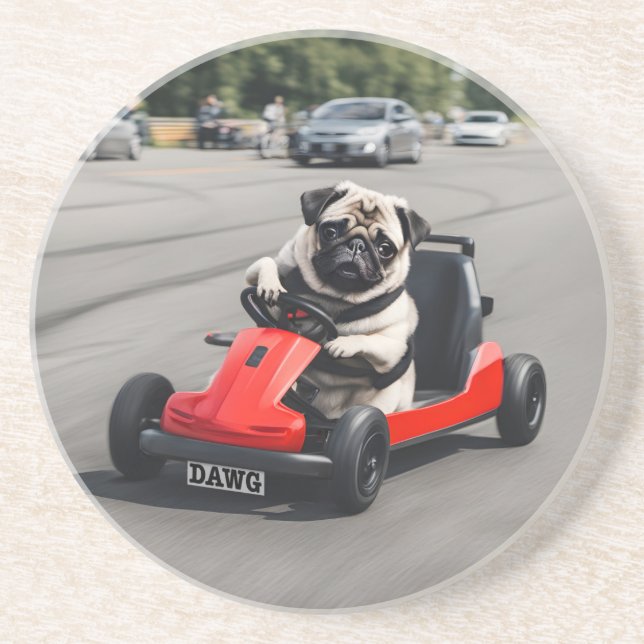 Porta-copos Corrida Pug go-kart (Frente)
