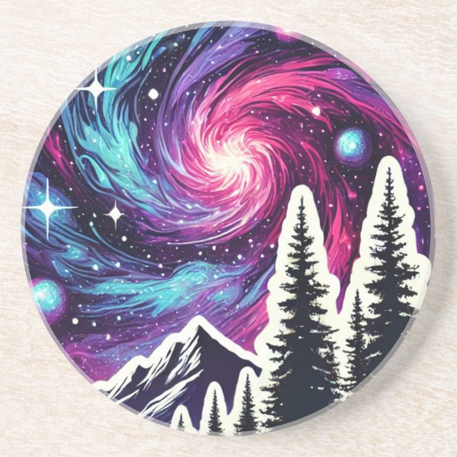 Porta-copos Cosmic Forest: Galaxy Meets Nature (Frente)