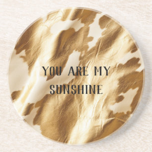 Porta-copos Cowhide de Creme Branco Dourado Ocidental