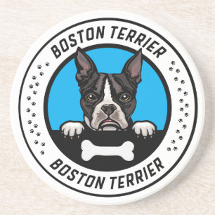 Porta-copos Crachá de Ilustração de Peeking de Boston Terrier