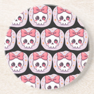 Porta-copos Cranio Pastel Goth com Laço