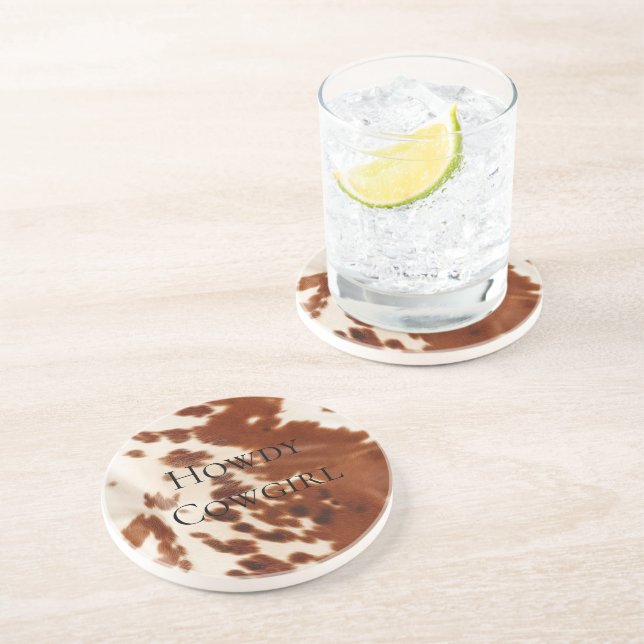 Porta-copos Cream Brown Cowboy Cowhide (Lateral)