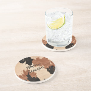 Porta-copos Cream Brown Cowhide