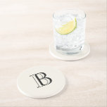 Porta-copos Creme Simples & Monograma Preto em Creme<br><div class="desc">Coxim de pedra com fundo de creme e monograma preto. Presente de monograma.</div>