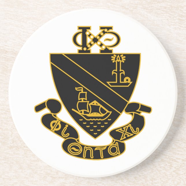 Porta-copos Crest da Phi Chi Theta | Dourado e Preto (Frente)