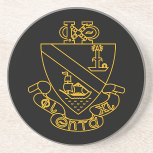 Porta-copos Crest da Phi Chi Theta Dourado e Preto