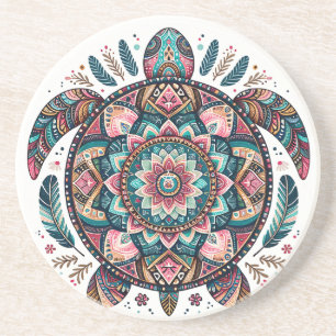 Porta-copos Crie Seu Próprio Mandala Boho Totêmico de Tartarug