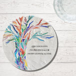 Porta-copos Crie sua própria citação motivacional/inspiraciona<br><div class="desc">Esta porta copos única é decorada com um mosaico colorido,  Tree of Life design. Adicione a citação escolhida para personalizá-la. Clique em Personalizar Mais para editar a fonte,  o tamanho da fonte e a cor da fonte. Mosaico original © Michele Davies.</div>