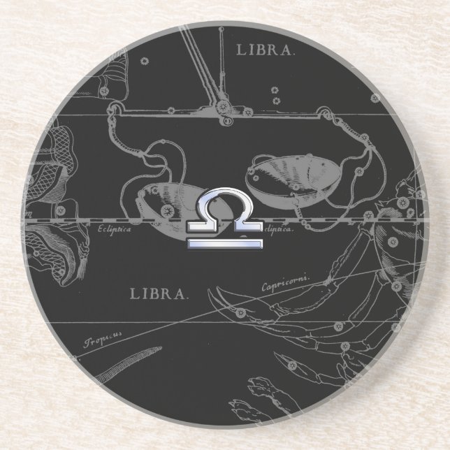 Porta-copos Cromo prateado como Libra Zodiac Sinal em Hevelius (Frente)