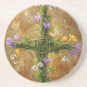 Porta-copos Cruz de Santa Brígida Junco Verde Crocus Imbolc Ar
