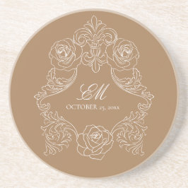 Porta-copos Cume de Logotipo de Casamento Castanho Dourado Emp