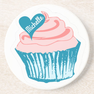 Porta-copos Cupcake Love nome personalizado sandstone porta co