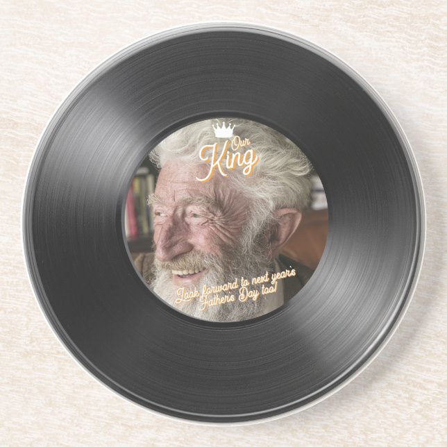 Porta-copos Custom Photo Father's Day Record Sandstone (Frente)