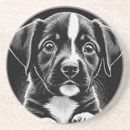 Porta-copos Cute Black & White Puppy – Dog Lover Coasters