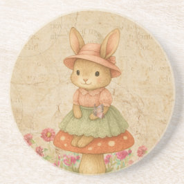 Porta-copos Cute Bunny on Mushroom | Pastel Coaster