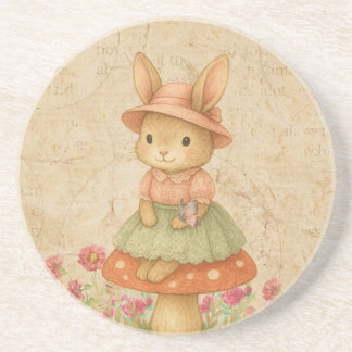 Porta-copos Cute Bunny on Mushroom | Pastel Coaster