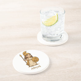 Porta-copos Cute Cartoon Athena Greek Goddess Coaster | Myth