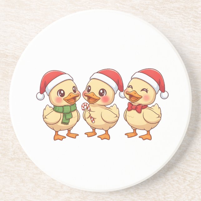 Porta-copos Cute Kawaii Christmas Ducks | Festive Holiday  (Frente)