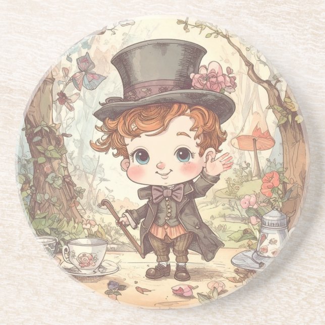 Porta-copos Cute Mad Hatter Whimsical Wonderland Woodland Art (Frente)