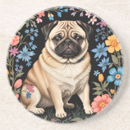 Porta-copos Cute Pug Elegant Colorful Floral