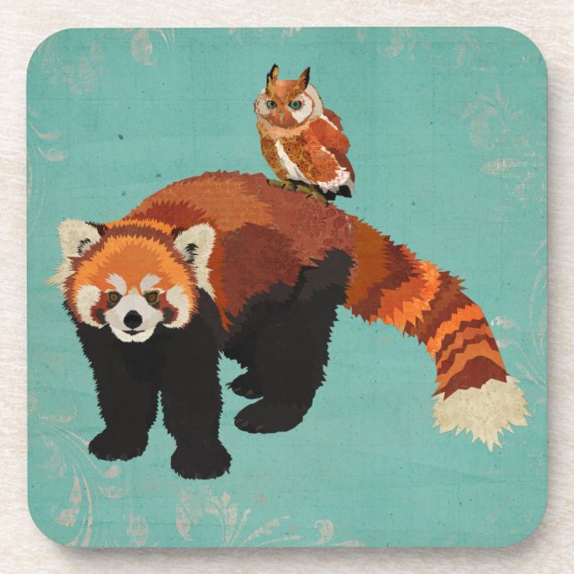 Porta copos da panda vermelha & da coruja (Frente)