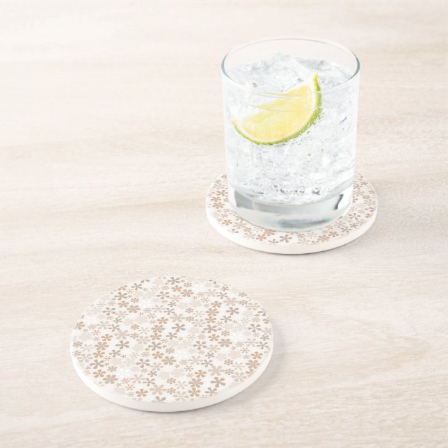 Porta-copos Daisy Flowers Beige Floral Aesthetic Ditsy Tan (Lateral)