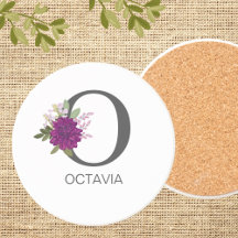 Dália Burgundy Floral Alfabeto Letra Monograma  