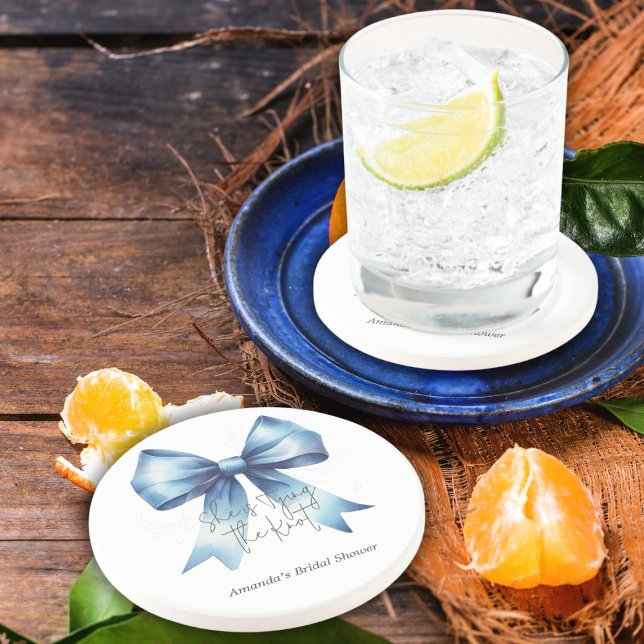 Porta-copos Dando o Nó Arco Azul da Festa de Noivado (Criador carregado)