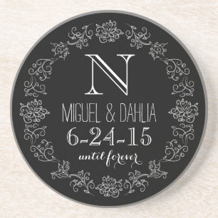 Porta-copos Data de Casamento Personalizada em Quadro de Giz